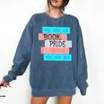 Threadless Grey Sky Chai Trans Book Pride Graphic Comfort Colors Sweatshirt Blue Jean