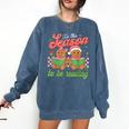 Tis The Season Book Reading Gingerbread Teacher Librarian Comfort Colors Sweatshirt Blue Jean