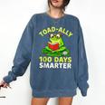 Toad-Ally 100 Days Smarter Frog Reading Book 100 School Day Comfort Colors Sweatshirt Blue Jean Toad-Ally 100 Days Smarter Frog Reading Book 100 School Day Comfort Colors Sweatshirt Blue Jean