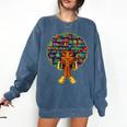 History Month Afro Women Book Lover Librarian Teacher Comfort Colors Sweatshirt Blue Jean