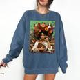History Month Black Afro Girl Women Book Lovers Floral Comfort Colors Sweatshirt Blue Jean History Month Black Afro Girl Women Book Lovers Floral Comfort Colors Sweatshirt Blue Jean