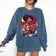 History Woman Reading Book Geometric Girl Educated Comfort Colors Sweatshirt Blue Jean
