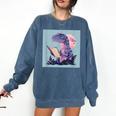 Trex Reading Book Dinosaur Comfort Colors Sweatshirt Blue Jean Trex Reading Book Dinosaur Comfort Colors Sweatshirt Blue Jean