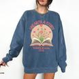 Unearth a Story 2026 Summer Reading Program Flowers Book Premium Tri-Blend Comfort Colors Sweatshirt Blue Jean