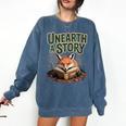 Unearth A Story Fox Reads a Book Comfort Colors Sweatshirt Blue Jean Unearth A Story Fox Reads a Book Comfort Colors Sweatshirt Blue Jean