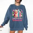 Valentine All Booked For Valentine Book Lovers Teacher Kid Comfort Colors Sweatshirt Blue Jean