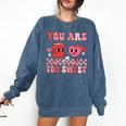 Valentine Day Book You Are Too Sweet Librarian Teacher Kids Comfort Colors Sweatshirt Blue Jean