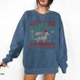 All I Want For Christmas Is A Dragon & Books Ugly Sweater Comfort Colors Sweatshirt Blue Jean