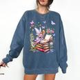 Watercolor Butterfly Fairy Read Book Library Fantasy Novel Comfort Colors Sweatshirt Blue Jean
