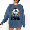 Wild About Reading Book Lover Penguin Comfort Colors Sweatshirt Blue Jean