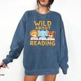 Wild About Reading Cute Animal Book Lover Kids Comfort Colors Sweatshirt Blue Jean Wild About Reading Cute Animal Book Lover Kids Comfort Colors Sweatshirt Blue Jean