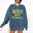 WILD ABOUT READING I Love Books Bookworm Library Day Comfort Colors Sweatshirt Blue Jean WILD ABOUT READING I Love Books Bookworm Library Day Comfort Colors Sweatshirt Blue Jean