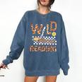 Wild About Reading Teacher Reading Books Back To School Comfort Colors Sweatshirt Blue Jean