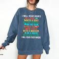I Will Read Book On Boat Words For Kids Comfort Colors Sweatshirt Blue Jean