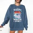 Winter Reading Book Bookworm Winter Comfort Colors Sweatshirt Blue Jean