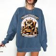 Wise Owl Reading Books Comfort Colors Sweatshirt Blue Jean