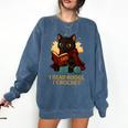 Wizard Cat Reading a Book While Crocheting Comfort Colors Sweatshirt Blue Jean Wizard Cat Reading a Book While Crocheting Comfort Colors Sweatshirt Blue Jean
