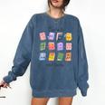 Women Cool Kids Read Books Teacher Back To School Librarian Comfort Colors Sweatshirt Blue Jean