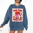 Women's Read Your Heart Out Groovy Bookish Valentine Day Women Girls Comfort Colors Sweatshirt Blue Jean Women's Read Your Heart Out Groovy Bookish Valentine Day Women Girls Comfort Colors Sweatshirt Blue Jean