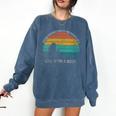 Women's Never Underestimate The Power Of A Girl With Book Reading Comfort Colors Sweatshirt Blue Jean