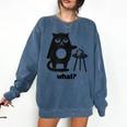 Cat What Humor Introvert Anti-Social Comfort Colors Sweatshirt Denim
