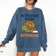 Introvert Mode Activated Low Social Battery Box Turtle Comfort Colors Sweatshirt Denim