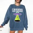 I Wanna Go Home Introvert UFO UAP Flying Saucer Trippy Alien Raglan Baseball Tee Comfort Colors Sweatshirt Denim I Wanna Go Home Introvert UFO UAP Flying Saucer Trippy Alien Raglan Baseball Tee Comfort Colors Sweatshirt Denim