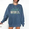 Women's Social Battery 3 Introvert Sarcasm Comfort Colors Sweatshirt Denim Women's Social Battery 3 Introvert Sarcasm Comfort Colors Sweatshirt Denim