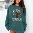 100 Days In The Books Reading Teacher 100th Day Of School Premium Tri-Blend Comfort Colors Sweatshirt Chalky Mint