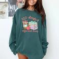100 Days Of Coffee And Chaos Coquette Bow Book Apple Comfort Colors Sweatshirt Chalky Mint