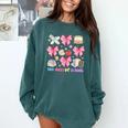 100 Days Of School Coquette Bow School Bus Pencil Books Comfort Colors Sweatshirt Chalky Mint