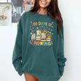 100th Day Of School Teacher Floral Books 100 Days Of Growing Comfort Colors Sweatshirt Chalky Mint
