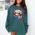 Adorable Book Lover Axolotl With Reading Glasses Cute Comfort Colors Sweatshirt Chalky Mint Adorable Book Lover Axolotl With Reading Glasses Cute Comfort Colors Sweatshirt Chalky Mint