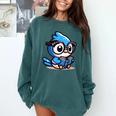 Adorable Book Lover Blue Jay With Reading Glasses Cute Comfort Colors Sweatshirt Chalky Mint