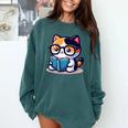 Adorable Book Lover Calico Cat With Reading Glasses Cute For Men Women Kids Comfort Colors Sweatshirt Chalky Mint Adorable Book Lover Calico Cat With Reading Glasses Cute For Men Women Kids Comfort Colors Sweatshirt Chalky Mint