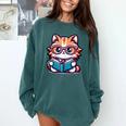 Adorable Book Lover Maine Coon Cat With Reading Glasses Cute Comfort Colors Sweatshirt Chalky Mint Adorable Book Lover Maine Coon Cat With Reading Glasses Cute Comfort Colors Sweatshirt Chalky Mint