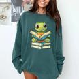 Adorable Turtle Reading Books Comfort Colors Sweatshirt Chalky Mint