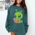 Alien Reading Book Believe In Yourself Kids Women Men Comfort Colors Sweatshirt Chalky Mint