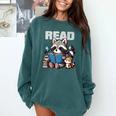 Animals Raccoon Reading Book Librarian Across America Kids Comfort Colors Sweatshirt Chalky Mint