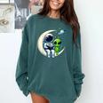 Astronaut Reading Book To Alien Shirt Moon Space Lover Kids Comfort Colors Sweatshirt Chalky Mint