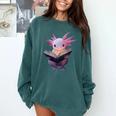 Axolotl Bookworm Reading Book Kawaii Graphic Comfort Colors Sweatshirt Chalky Mint