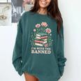Im With The Banned Floral Flower Book Lover Comfort Colors Sweatshirt Chalky Mint