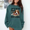 Basset Hound Dog Breed Life Is Better With Books And a For Men Women Girls Kids Comfort Colors Sweatshirt Chalky Mint