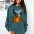 Bigfoot And Alien Reading Books Campfire Halloween Comfort Colors Sweatshirt Chalky Mint