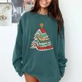 Book Christmas Tree For Librarians Book Lovers Comfort Colors Sweatshirt Chalky Mint