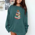 Book Christmas Tree Book Lover Teacher Librarian Men Women Comfort Colors Sweatshirt Chalky Mint