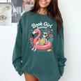 Book Girl Summer Skeleton Reading Books Lovers Beach Comfort Colors Sweatshirt Chalky Mint