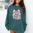 Book Lover Coquette Bow Pink Dainty Ribbon Cute Bookworm Comfort Colors Sweatshirt Chalky Mint