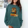 Book Lover Owl Reading Bookish Library Read Books Be Kind Comfort Colors Sweatshirt Chalky Mint