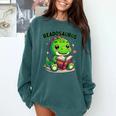 Book Lover Reading Dinosaur Readosaurus Library Comfort Colors Sweatshirt Chalky Mint
